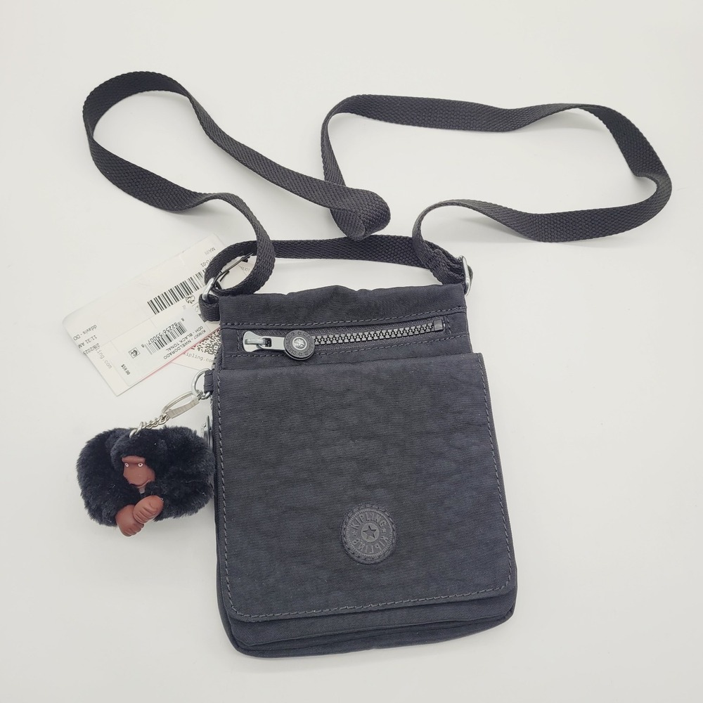 KIPLING New Eldorado Nylon Small Crossbody Bag Water-Resistant Multipocket Black